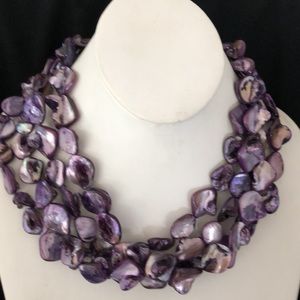 Barse Four Strand Purple Sterling Silver Clasp Necklace Chocker NOS